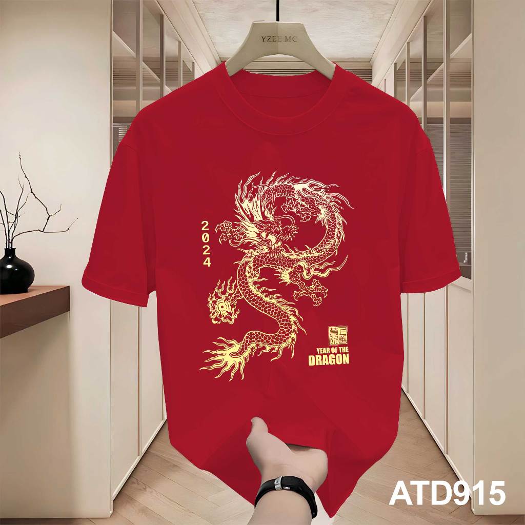Áo phông nam tết in hình rồng form rộng local brand ATD915 Miucho Iconic tay ngắn vải cotton cổ tròn in artwork