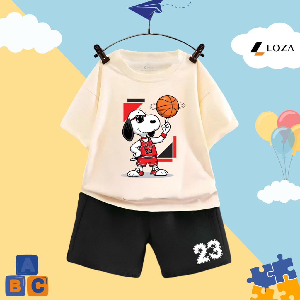 Set đồ bé trai hình Snoopy chơi bóng  - Loza Kids SB602_thumbnail_2