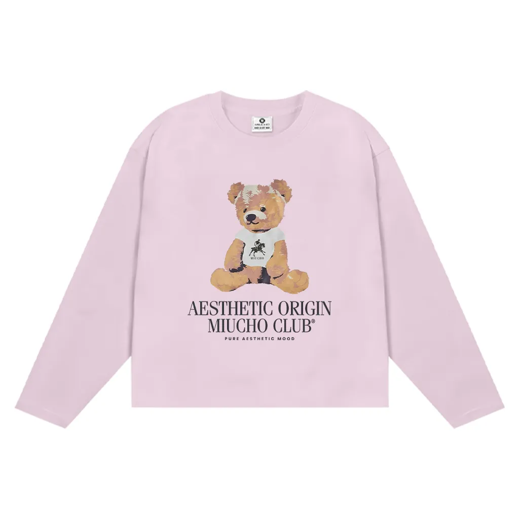 Áo thun boxy nữ tay dài hình gấu bông 2639 Miucho chuẩn form cá tính vải cotton thoáng mát in mix_thumbnail_11