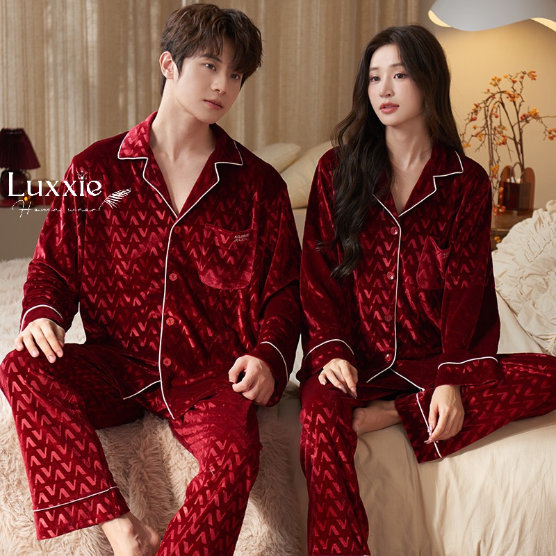 NHUNG30 Bộ ngủ nhung họa tiết chữ V_thumbnail_14