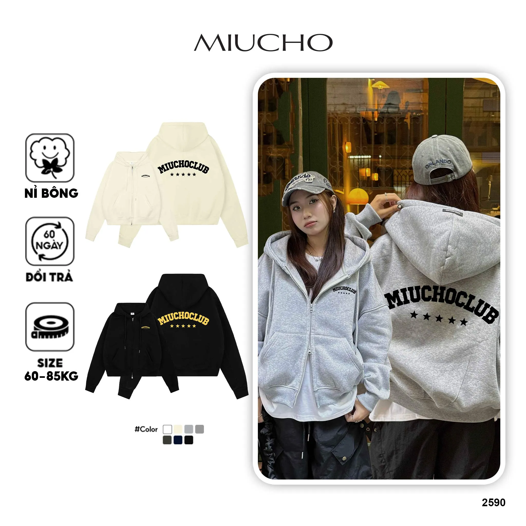 Áo hoodie zip boxy local brand Miucho 2590 vải nỉ 2 da cao cấp thoáng mát thấm hút mồ hôi tốt in basic_thumbnail_1