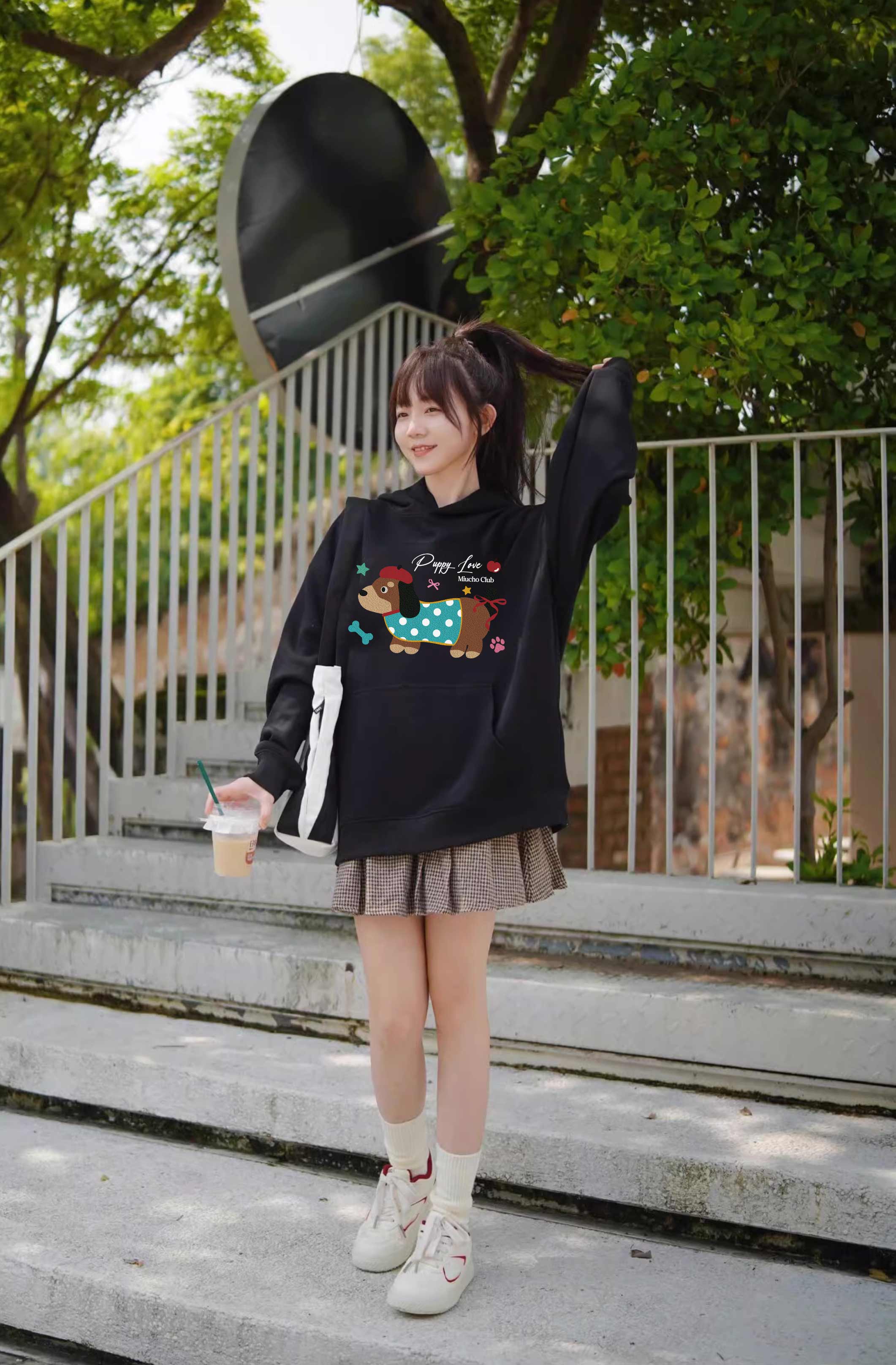 Áo hoodie nữ form rộng dày dặn vải nỉ chân cua HDD1638 Miucho in mix_thumbnail_5