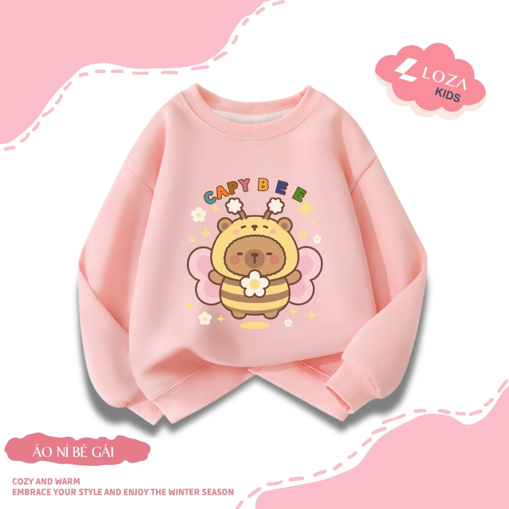 Áo sweater bé gái in hình Capybara - Loza Kids IN004_thumbnail_1