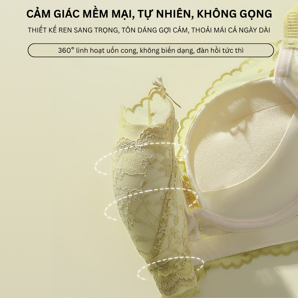[Mã B72] Áo Ngực Nữ Ren Đệm 5cm Cao Cấp Áo Lót Nữ Ren Mềm Mại Nâng Dẩy Không Gọng Vikam Size 34-38 Màu Đen Hồng Kem Xanh_thumbnail_4