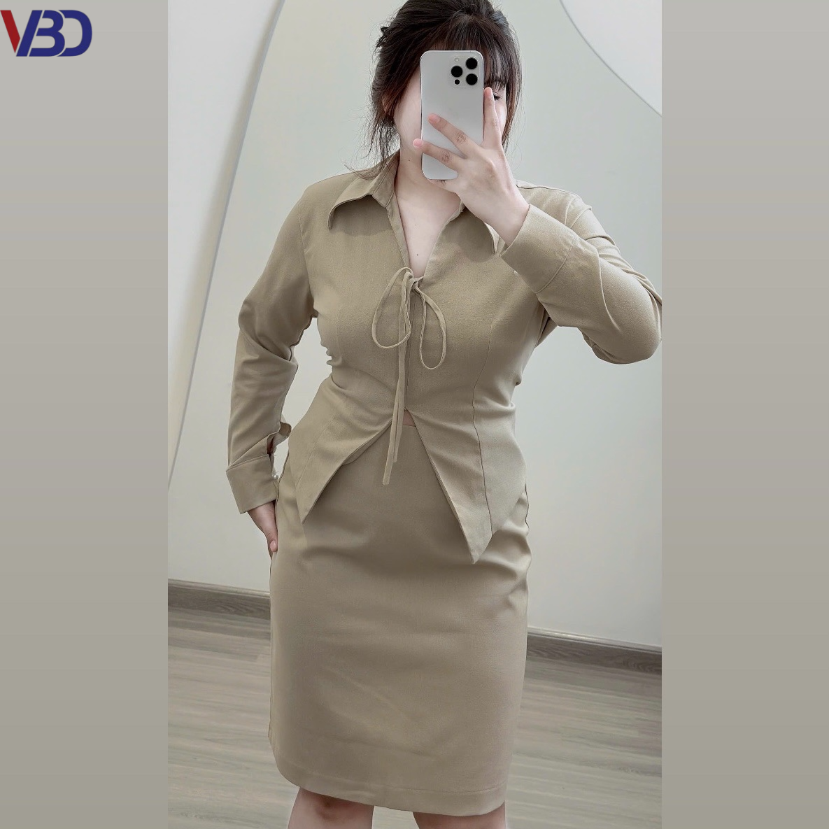 Sét áo kiểu kèm chân váy dáng A bigsize SET03 dành cho nàng béo mập từ 55-95kg_thumbnail_1