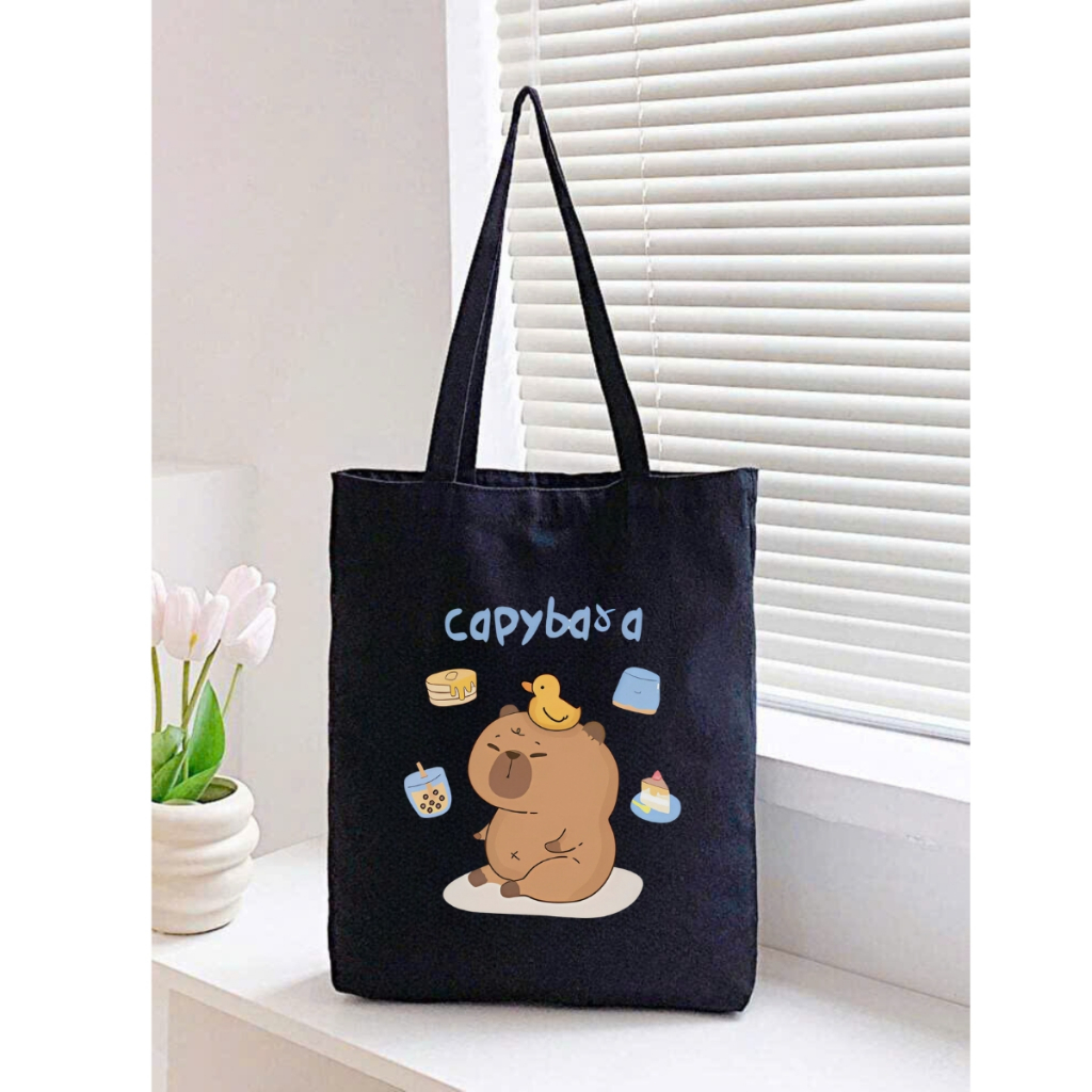Túi Tote Capybara-Túi vải canvas có túi phụ và khoá kéo đựng vừa A4 và laptop (33x37cm) - TOTE02_thumbnail_14