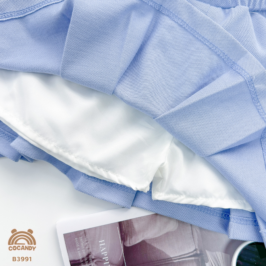 Bộ váy cộc X.NHẠT cổ nẹp TRẮNG phối dây dệt nơ sườn_thumbnail_4