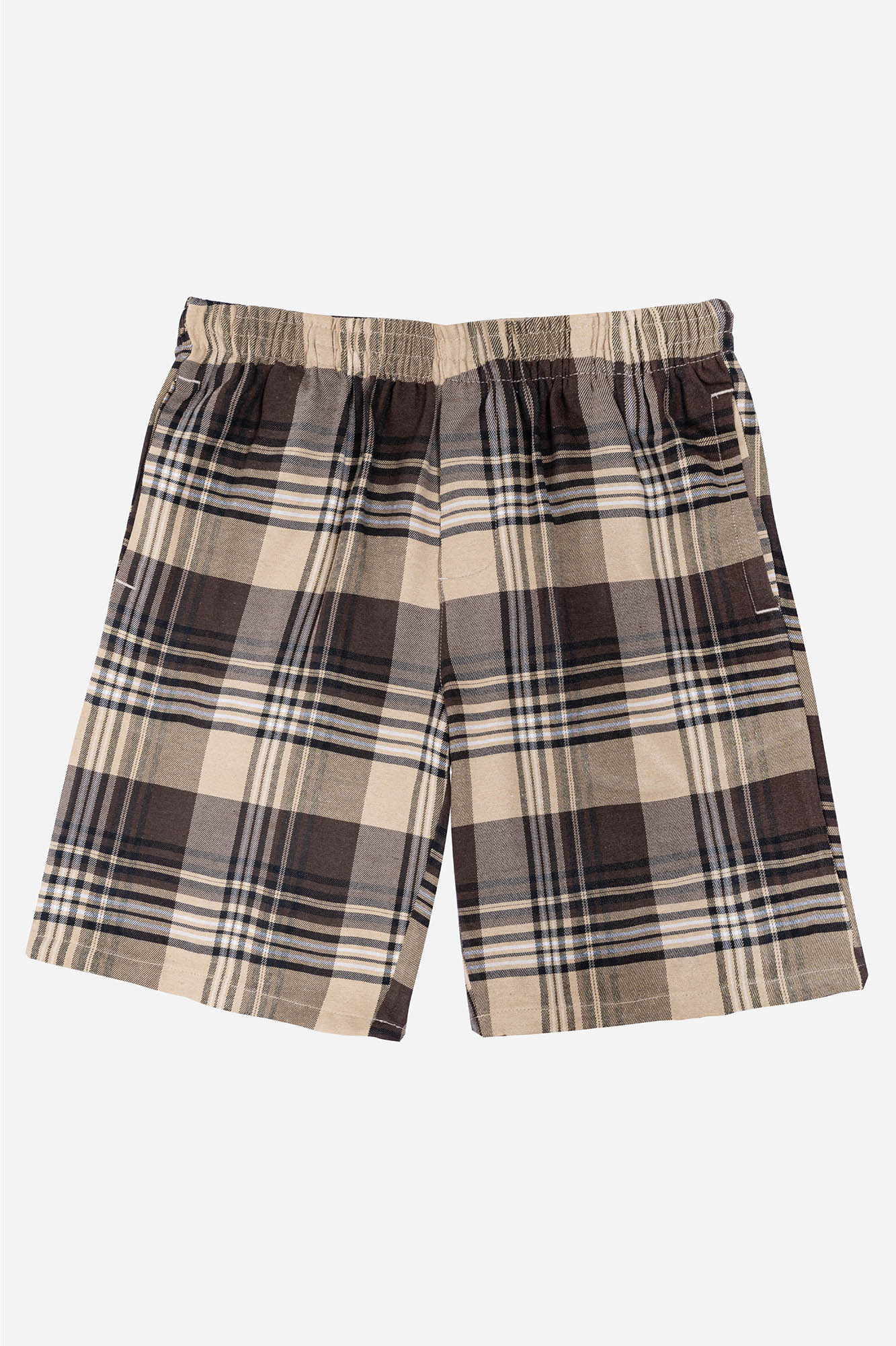 Quần Soọc Kẻ Caro Nam Trung Niên ANCHI Chất Liệu Cotton Dáng Suông Dài Qua Gối Màu Nâu Nhạt