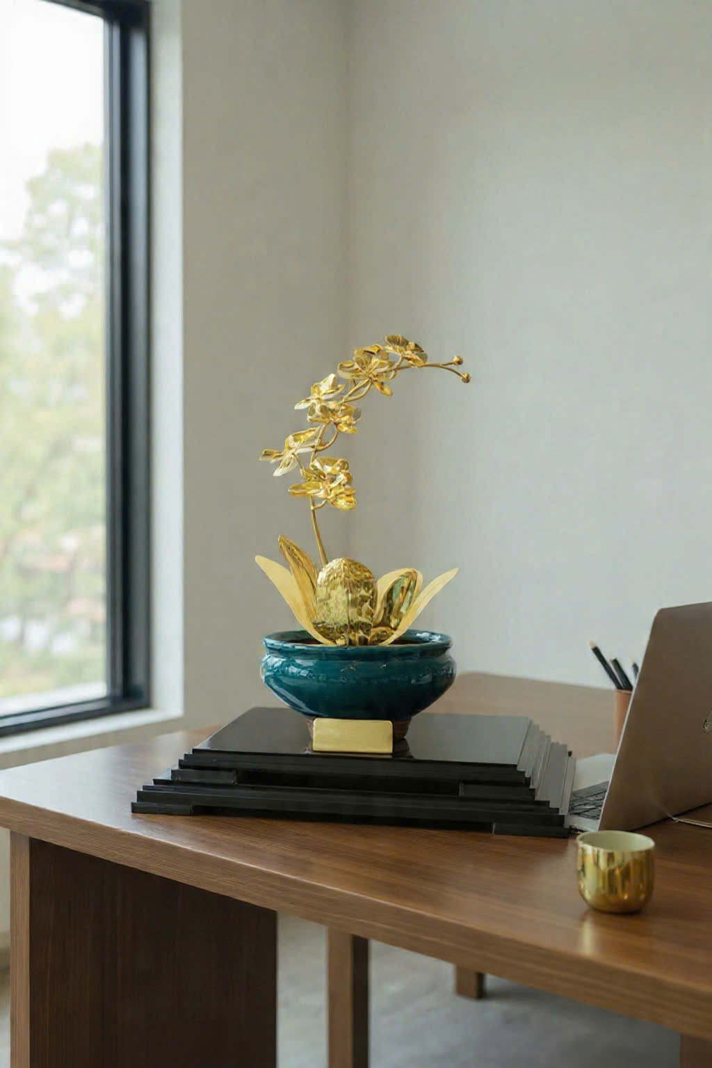 Hoa lan hồ điệp bằng đồng mạ vàng 24k _thumbnail_1