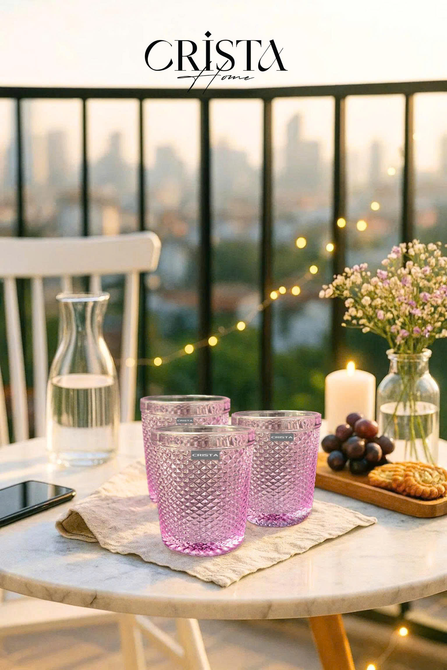 Bộ 4 cốc thủy tinh CRISTA HOME  vân kim cương 300ml_thumbnail_10