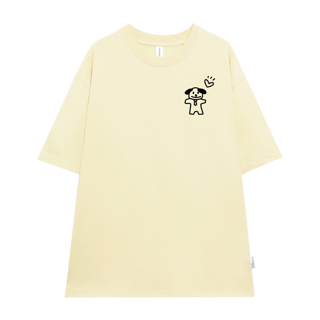 Áo thun cặp đôi couple chú cún đáng yêu from rộng ATD1365 Miucho vải cotton cổ tròn in artwork_thumbnail_7