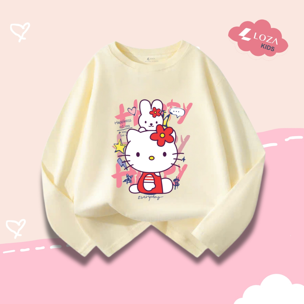 Áo thun dài tay bé gái in hình Hello Kitty dễ thương cho bé từ 15-40kg - Áo thu đông trẻ em Loza Kids - KT003_thumbnail_5