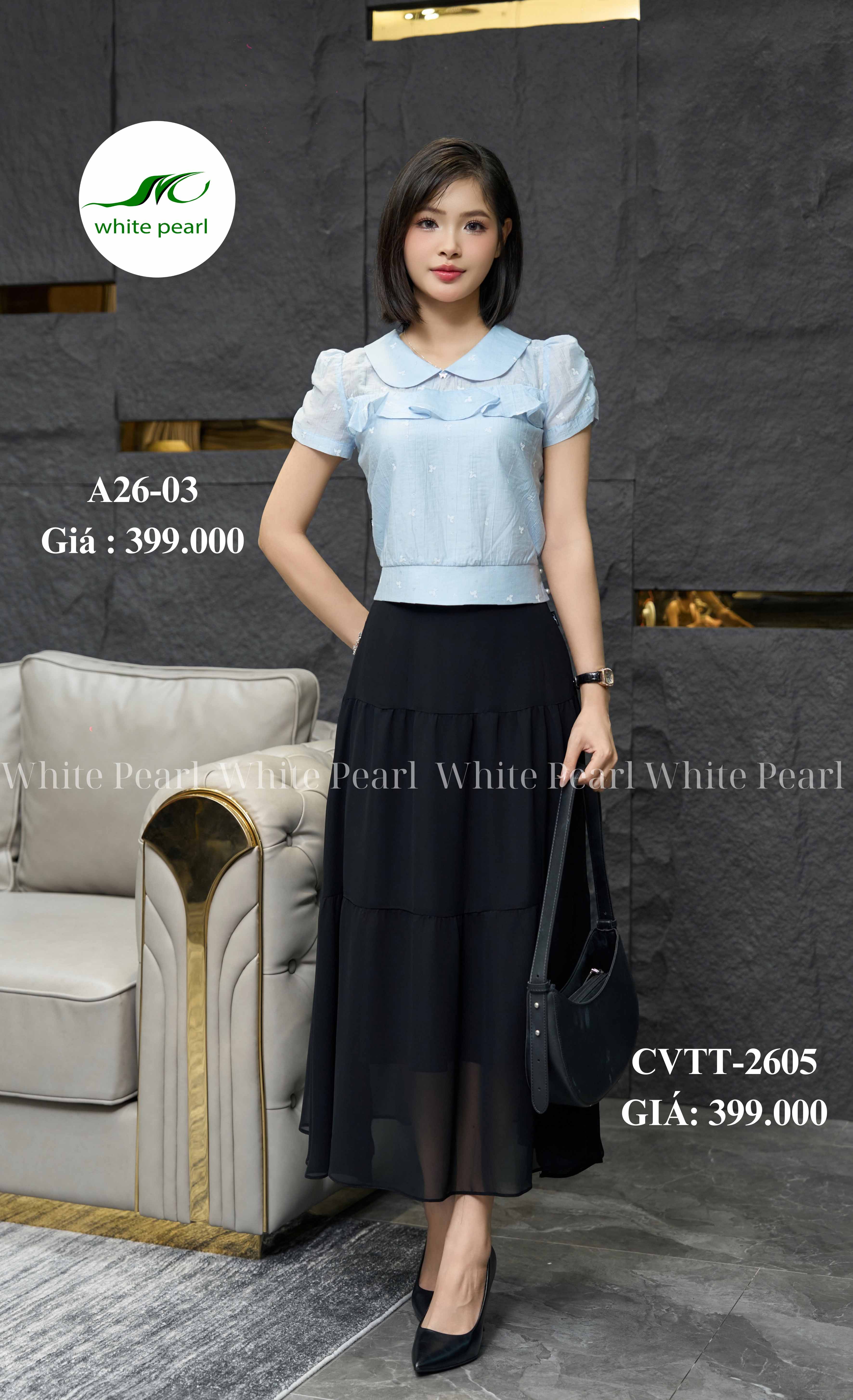 Chân váy thời trang xoè rút sun thời trang công sở nữ White Pearl_thumbnail_0