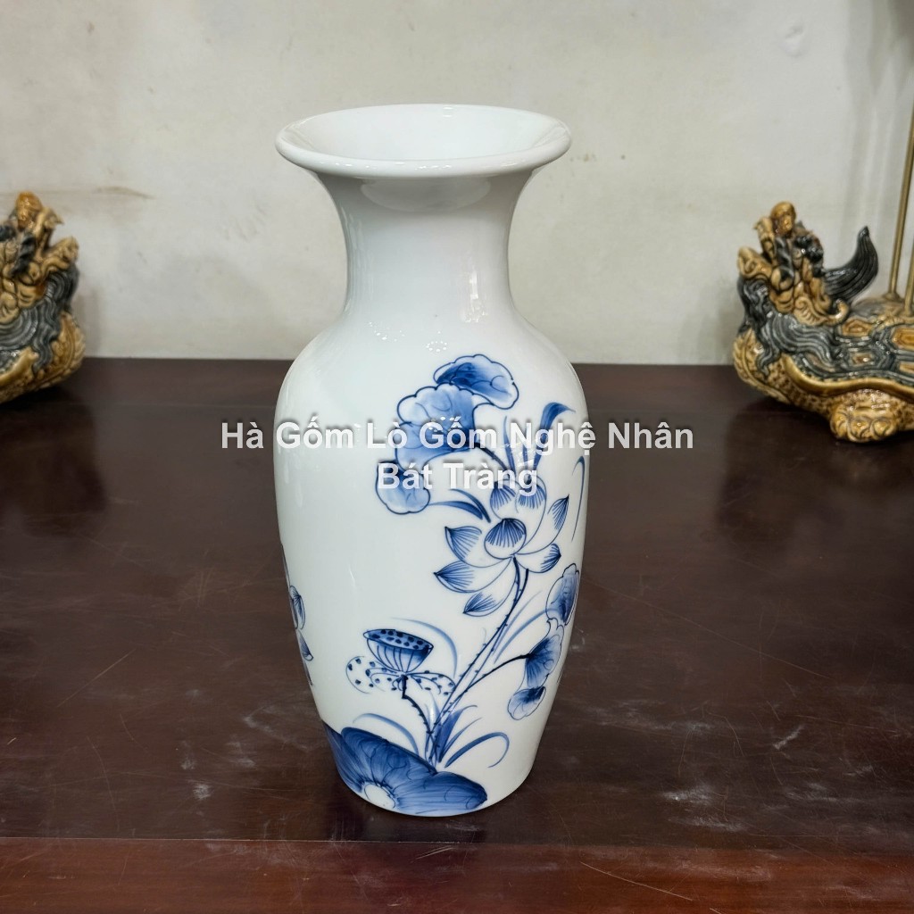 Lọ Hoa Thờ Cúng MEN CHÀM SEN 25cm, 30cm Nghệ Nhân Chế Tác - Gốm Sứ Bát Tràng