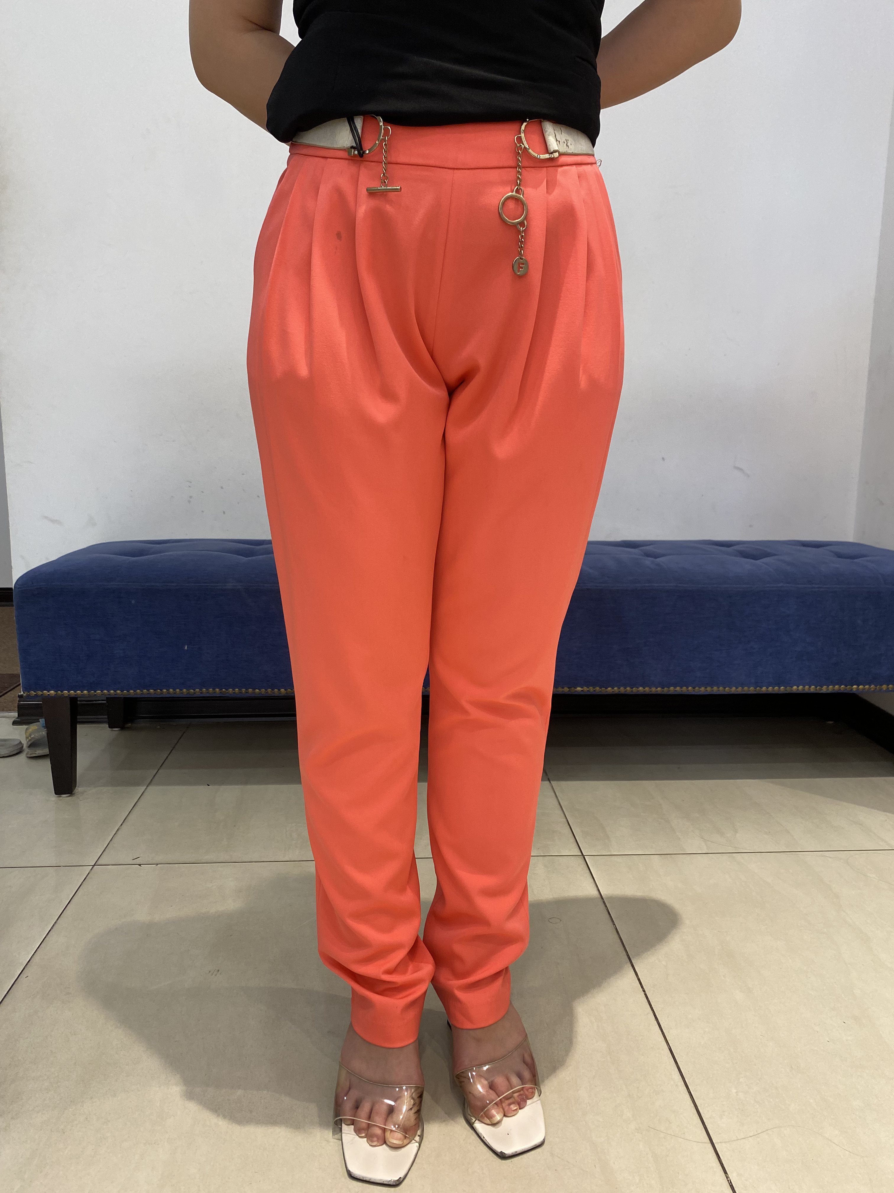 Quần Suông cạp tiêu chuẩn vải Tuytxi dày màu xanh