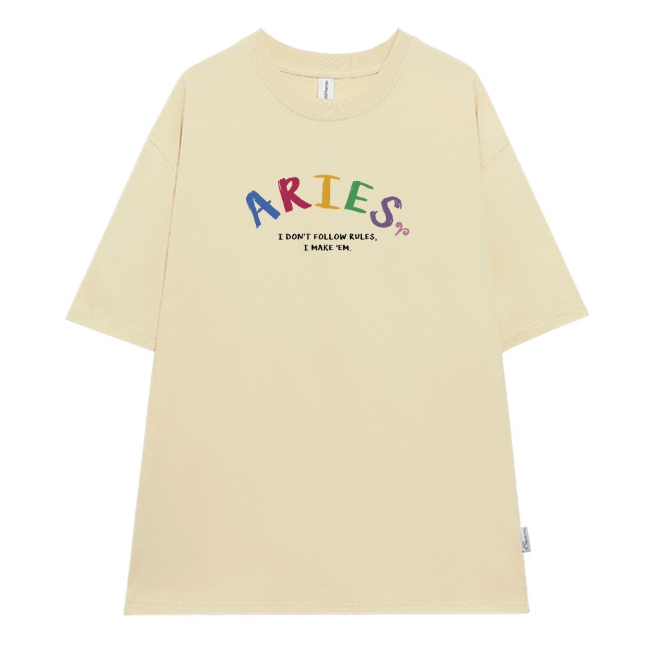 Áo thun nữ form rộng ATD372 cung hoàng đạo Bạch Dương ARIES Miucho cotton cổ tròn in typography_thumbnail_7