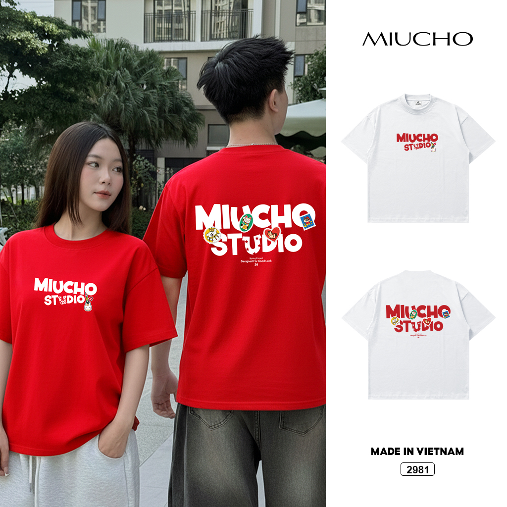 Áo thun Tết boxy nam nữ local brand Miucho Studio vải dày dặn thoáng mát tôn dáng 2981