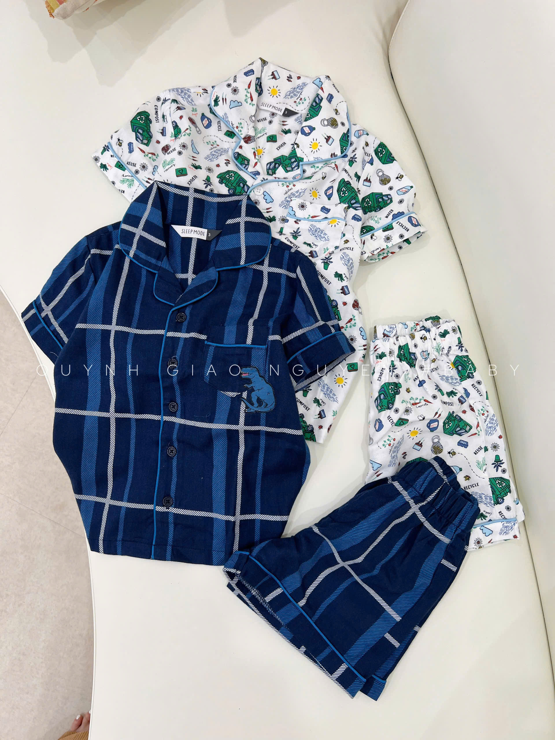 Set bộ đùi pijama bé trai ( TRẮNG )_thumbnail_2