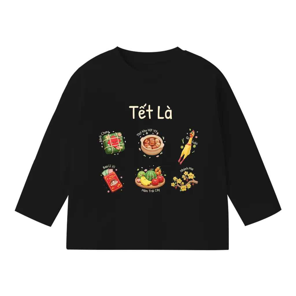 Áo thun kid tay dài form rộng Kado vải cotton thoáng mát mềm mại Tết đến bé vui in mix 2921_thumbnail_9