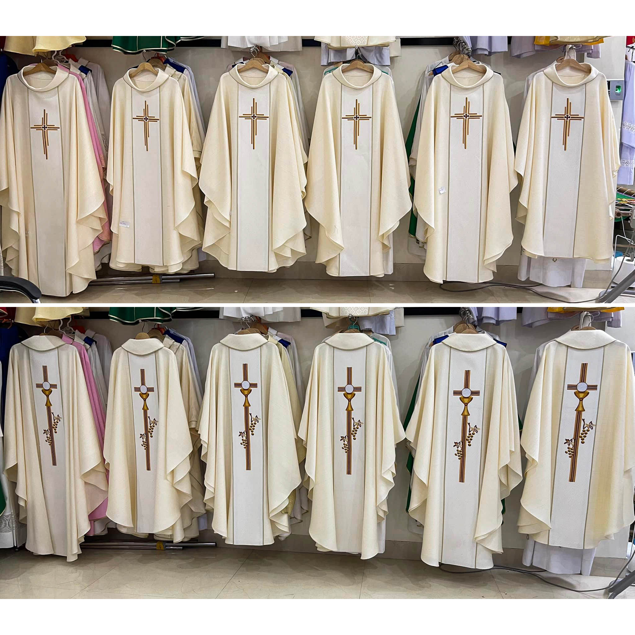 Áo lễ linh mục màu kem - Qùa tặng tân linh mục - Qùa tặng cha xứ_thumbnail_0