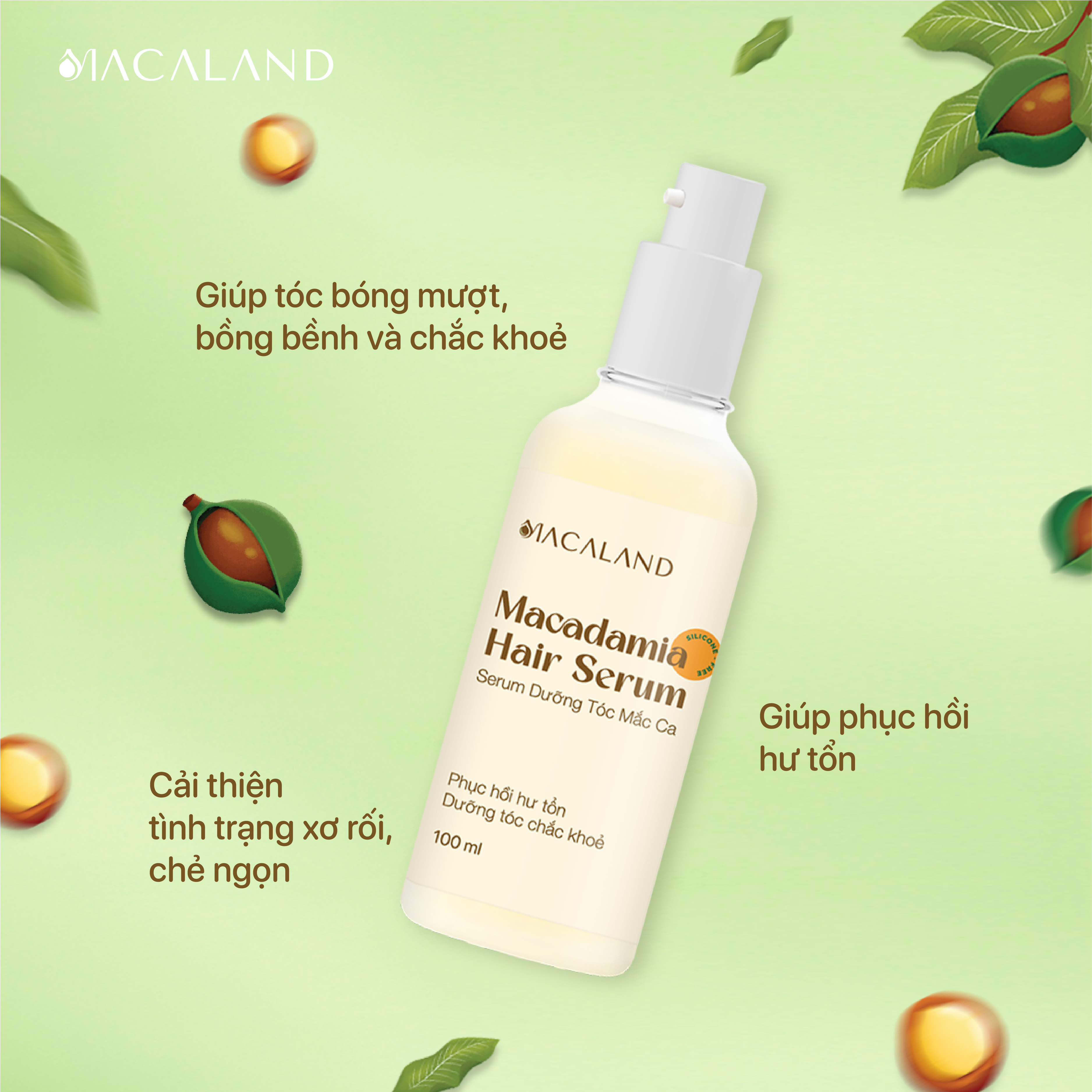 Serum dưỡng tóc tinh dầu Mắc Ca Macaland 100ml không chứa Silicone phục hồi hư tổn, giảm chẻ ngọn, bóng mượt tự nhiên_thumbnail_4