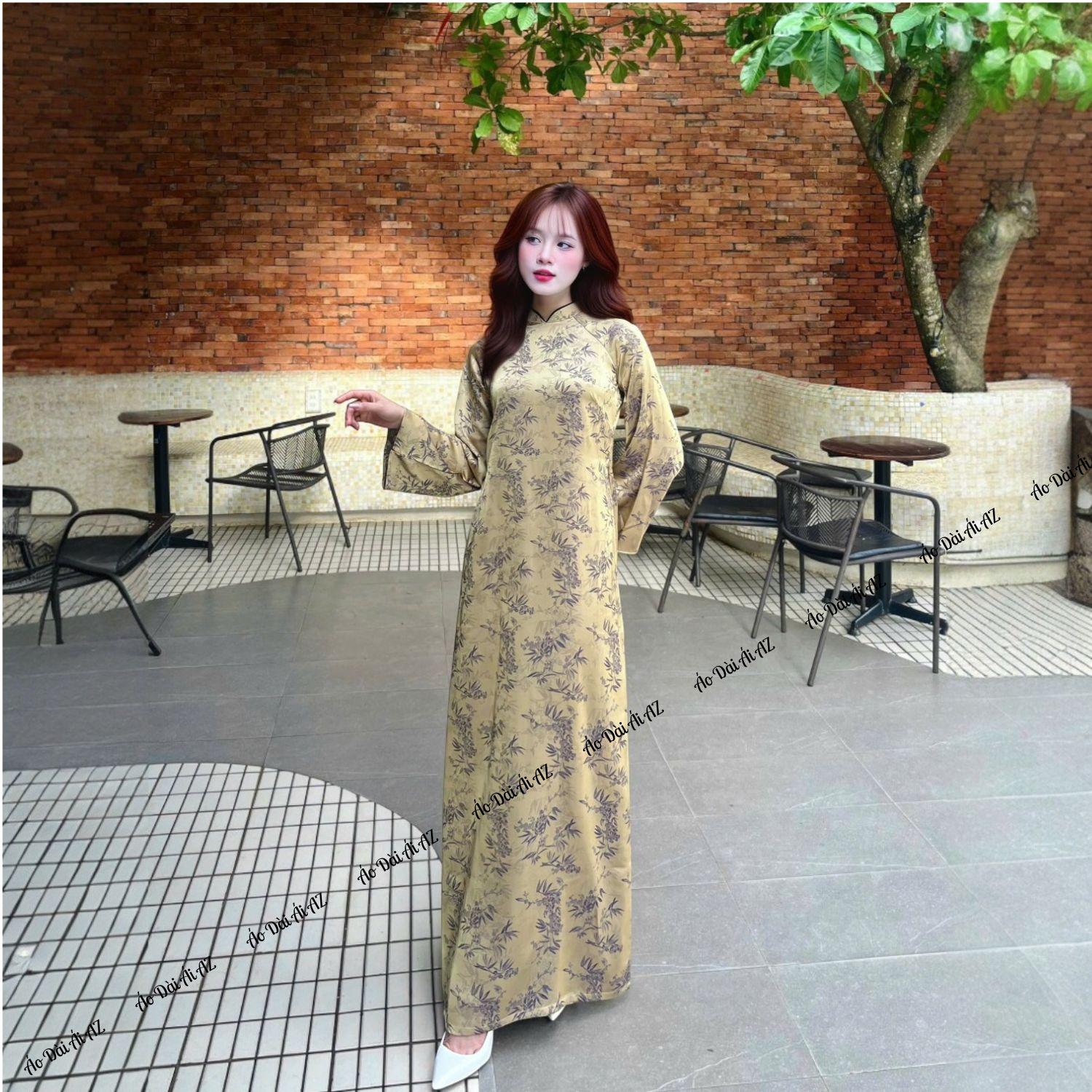 Áo Dài Cách Tân Nữ Dáng Suông Xưa Truyền Thống Tơ Hoa Lá MM01_thumbnail_2