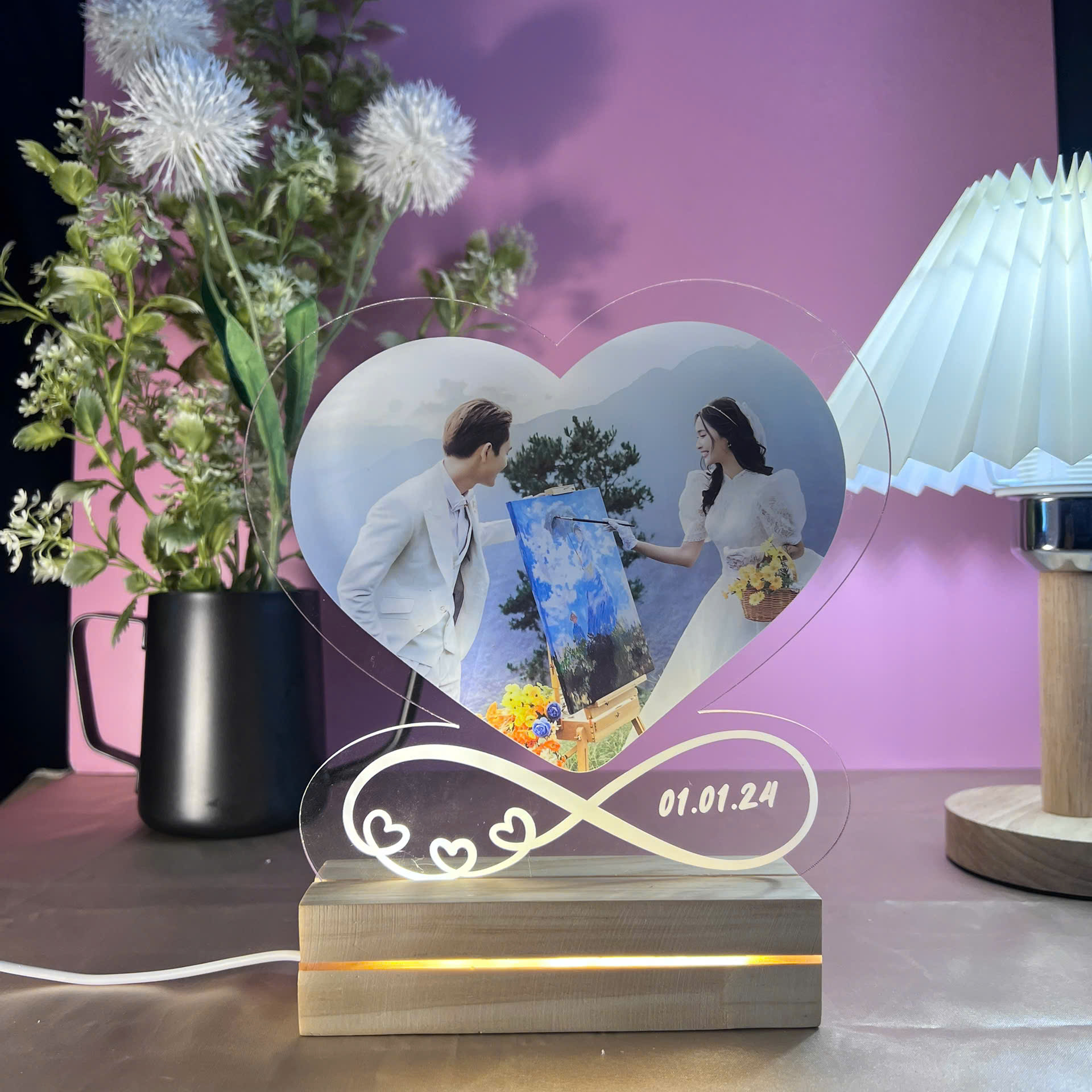 Đèn LED 3D in ảnh cưới cô dâu chú rể theo yêu cầu, quà cưới cá nhân hóa độc đáo, ý nghĩa lưu giữ kỷ niệm ngày cưới lung linh_thumbnail_3