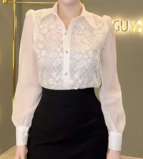 Sơ Mi Ren Kim Sa Phối Tơ