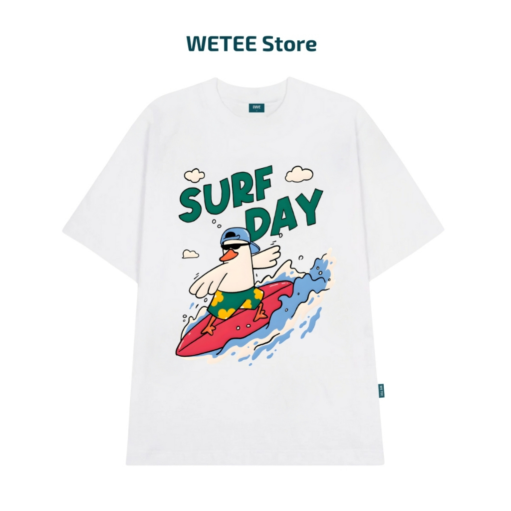 Áo thun unisex UX30-1179 chữ SURF DAY vịt lướt ván dáng oversized local brand WETEE_thumbnail_1