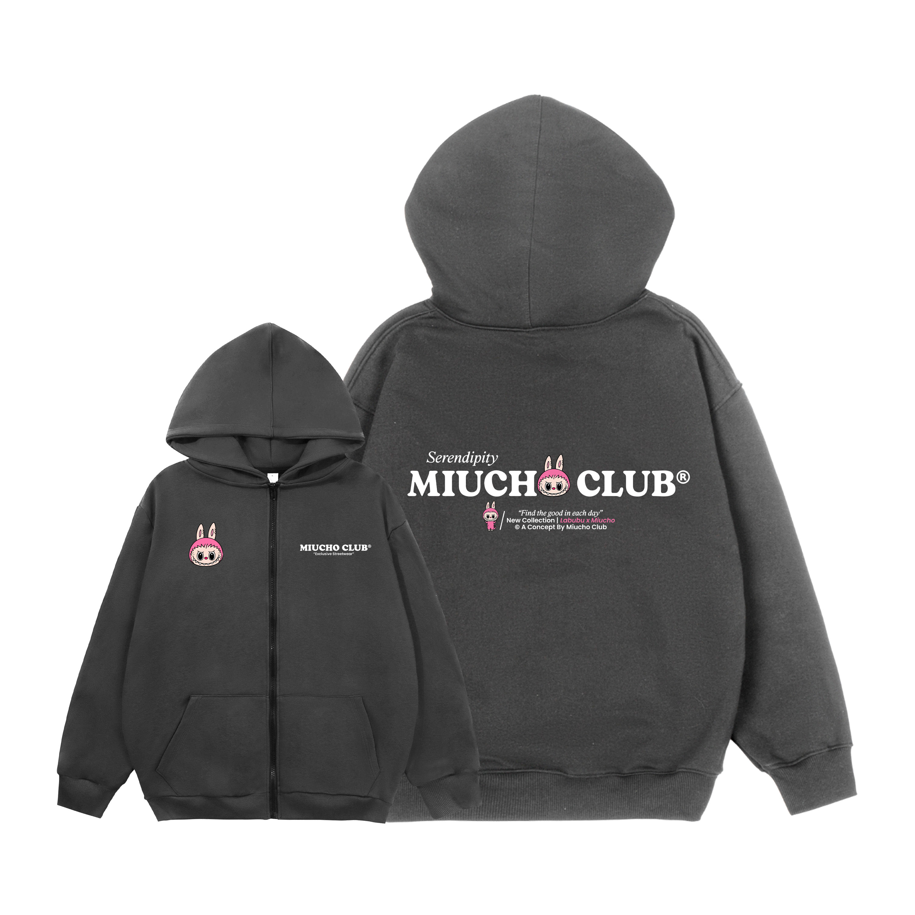 Áo hoodie zip labubu unisex local brand HZD1405 Miucho nỉ chân cua dày dặn in mix_thumbnail_7