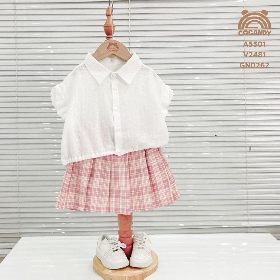 Áo cộc sơ mi TRẮNG gấu dây rút_thumbnail_0