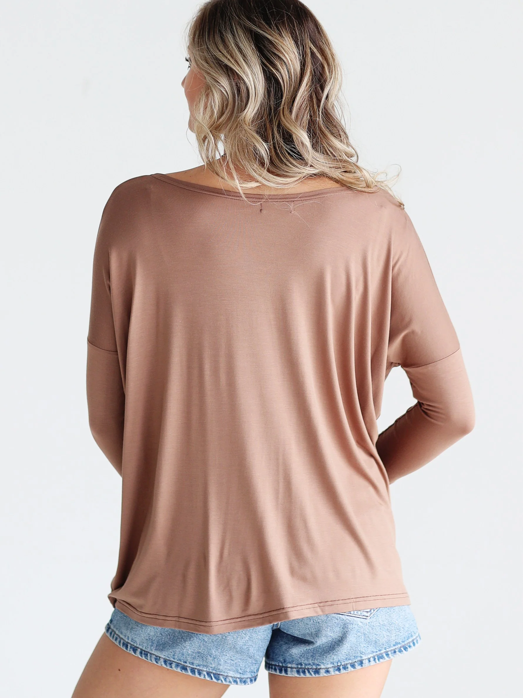 Mocha 3/4 Sleeve Top_thumbnail_2