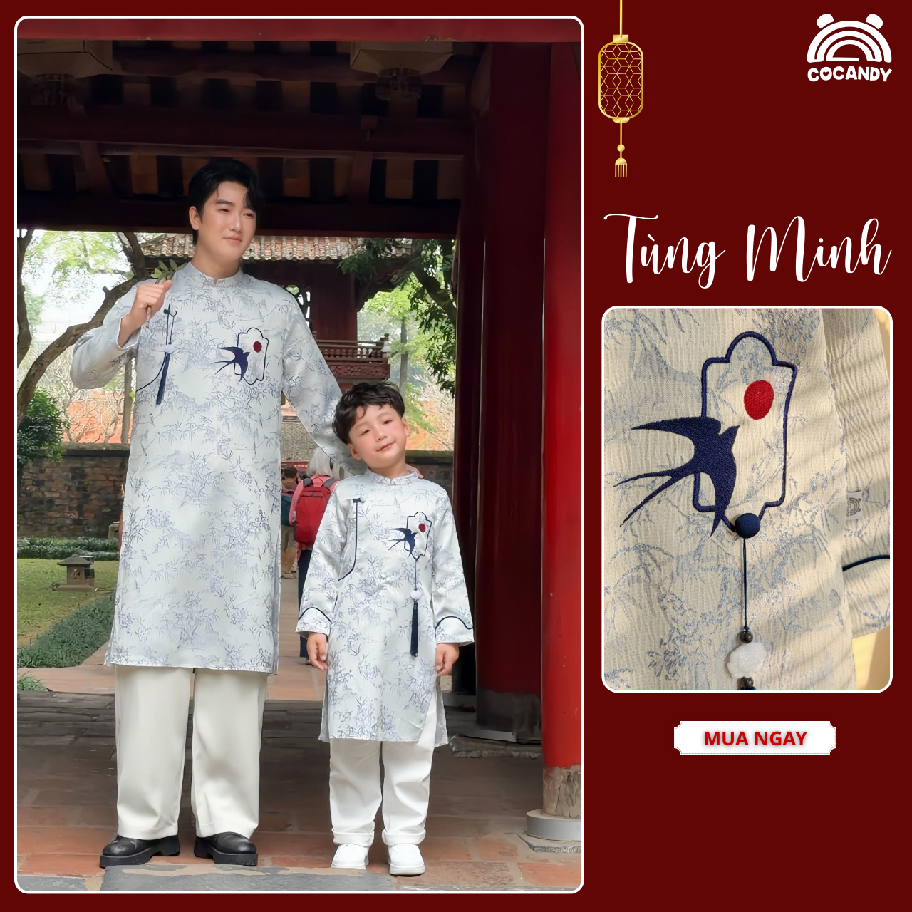 Áo dài XANH Tùng Minh NAM