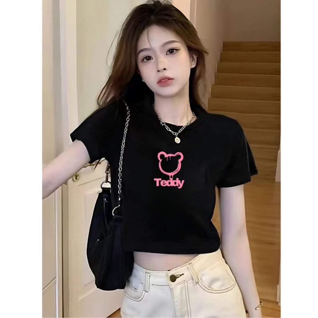 [Form Ôm] Áo croptop nữ ôm body màu đen in hình - Áo thun nữ dáng croptop ôm Loza - G0261_thumbnail_8