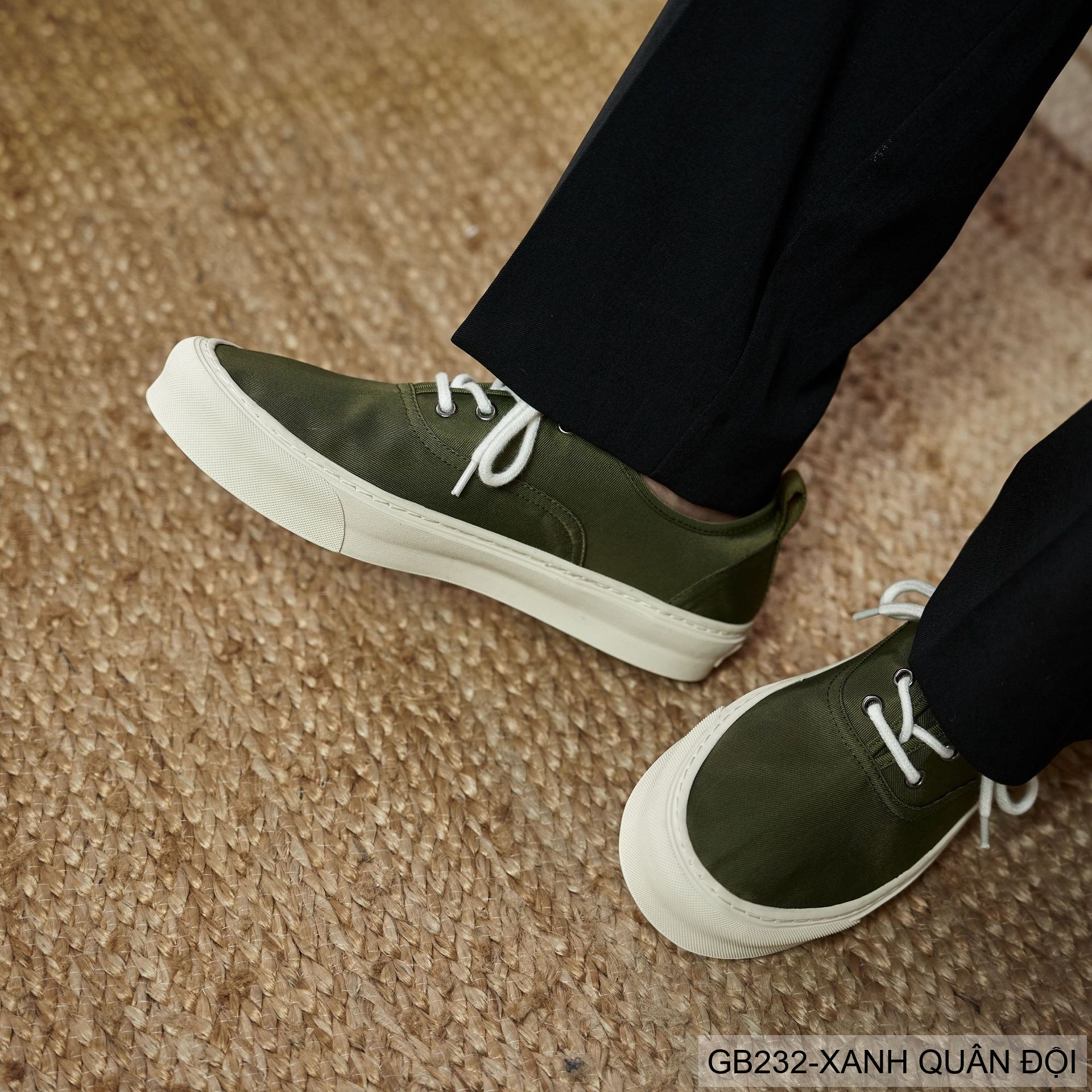 GB232 - Giày sneaker vải nam nữ đế bệt phong cách thường ngày, màu trơn chống thấm