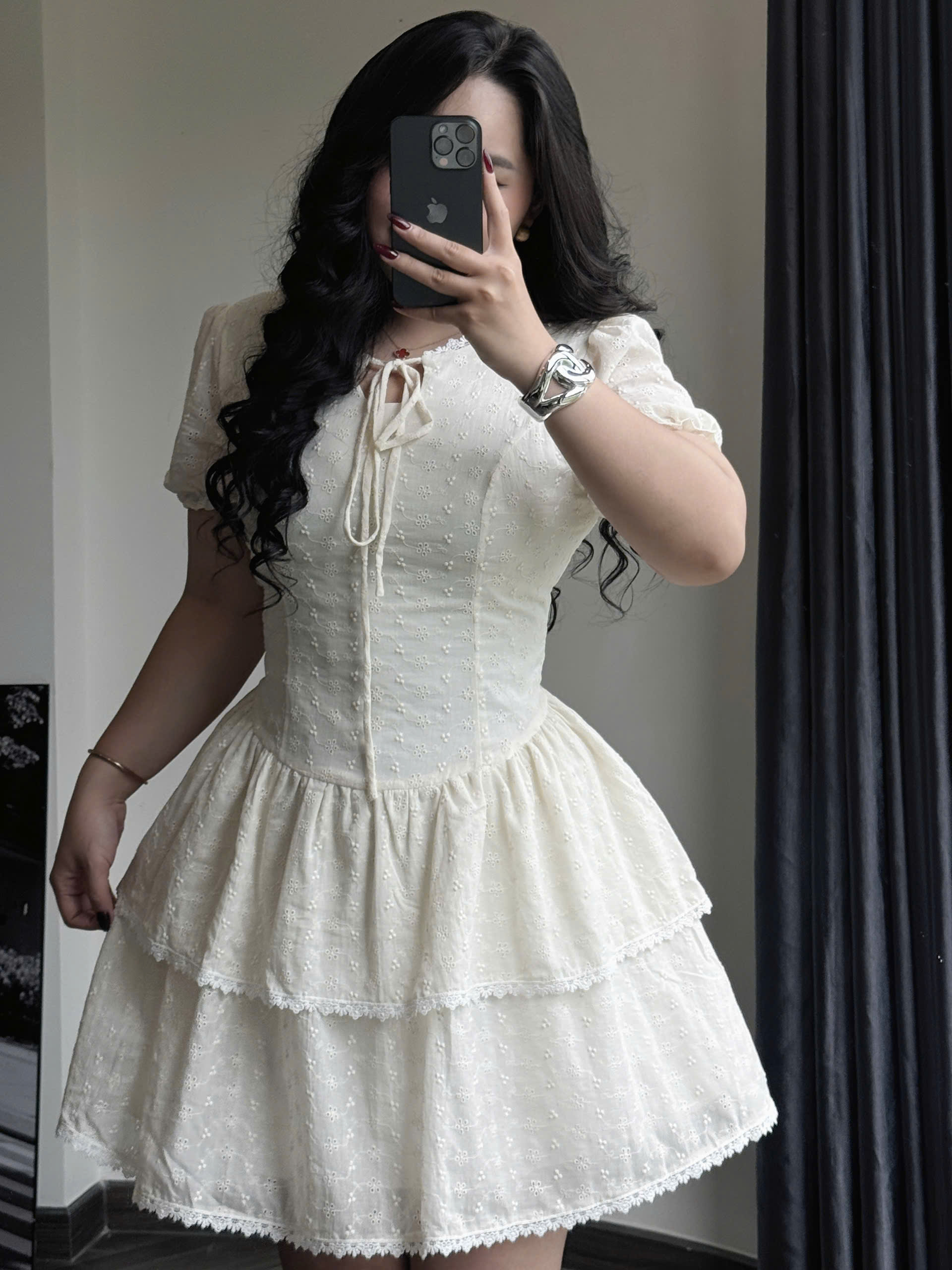 BIGSIZE - Đầm xô thêu hoa tay ngắn cho nàng béo V-DA182_thumbnail_6