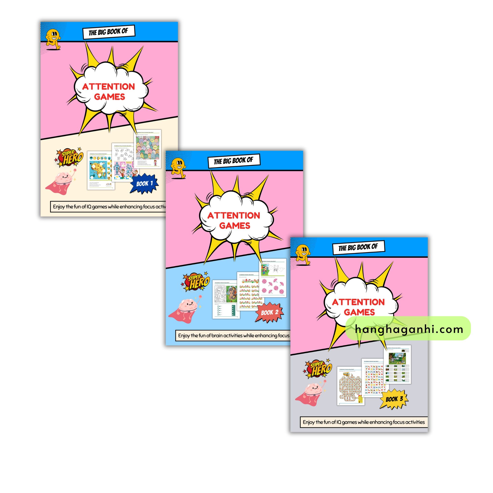 The Big Book of Attention Games, Bộ 3 cuốn sách luyện tập trung, tư duy cho bé Neurotrainer