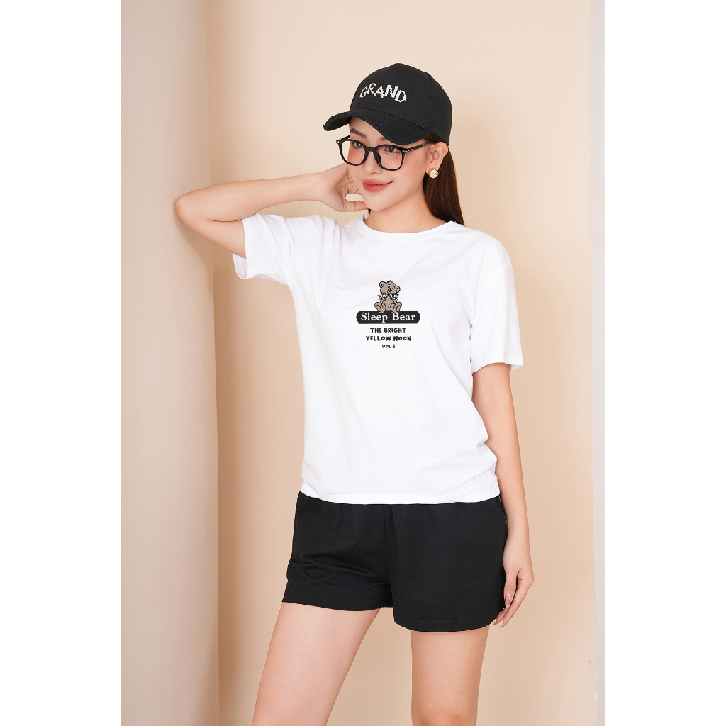 [Form Rộng] Set đồ nữ (áo thun + quần đùi) đi chơi/mặc nhà in hình gấu sleep bear - Bộ đồ nữ thun cotton LOZA - BP03TRDE_thumbnail_3