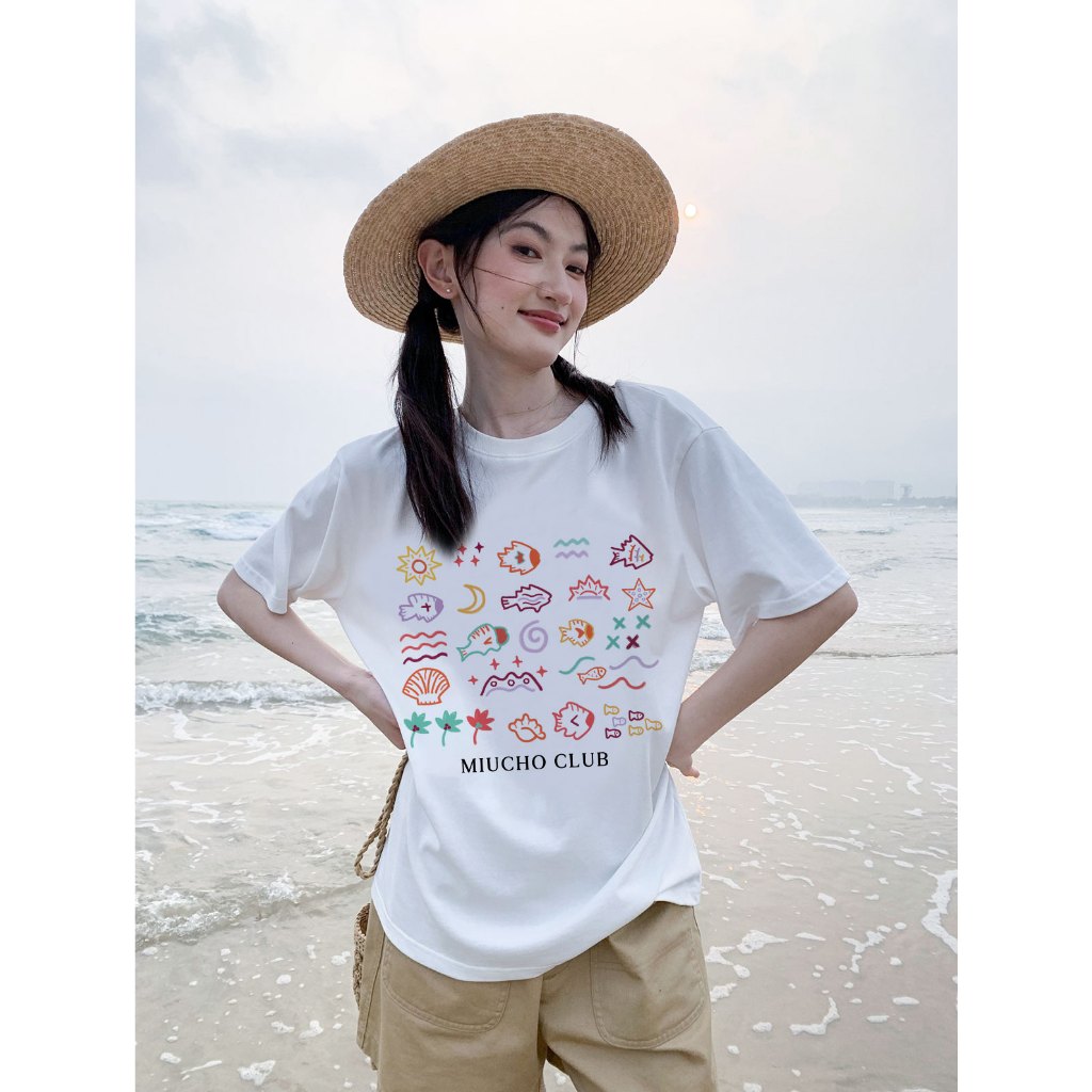 Áo thun form rộng unisex mùa hè ATD1041 Miucho vải cotton tay lỡ cổ tròn in artwork_thumbnail_2