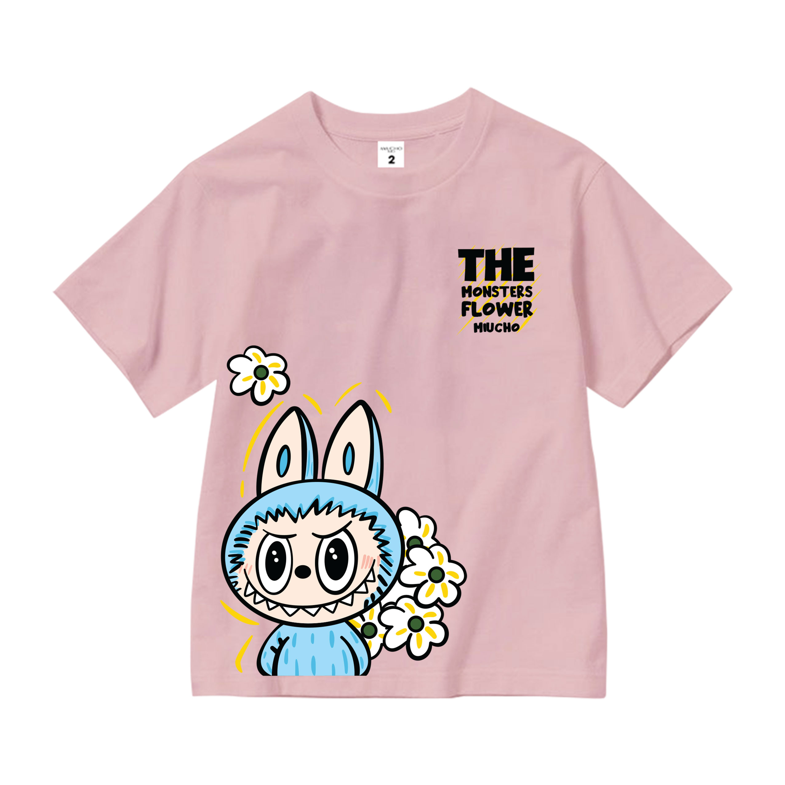 Áo thun bé gái labubu dễ thương nhiều màu sắc AED1465 Miucho Kid vải cotton thoáng mát cổ tròn in graphic_thumbnail_13