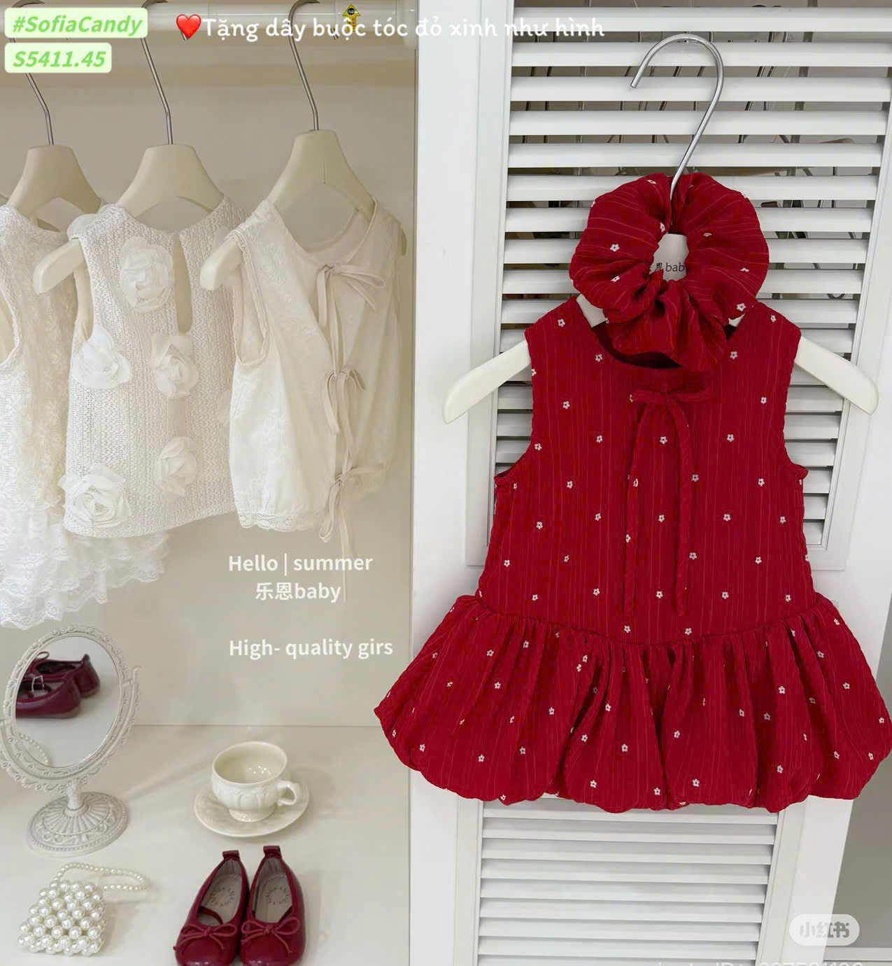 Đầm bé Cotton Q đỏ phối hoa_thumbnail_10