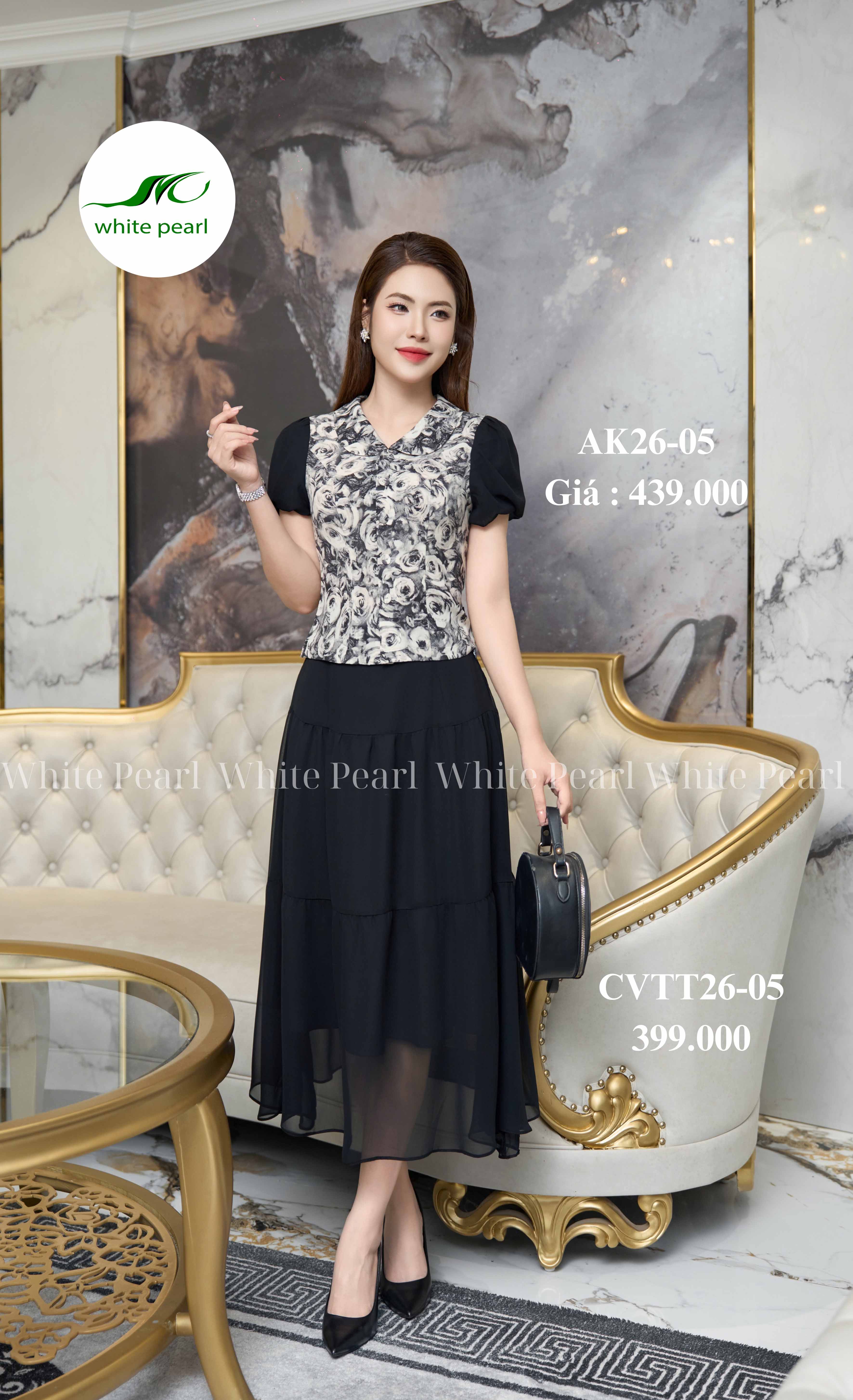 Chân váy thời trang xoè rút sun thời trang công sở nữ White Pearl_thumbnail_2