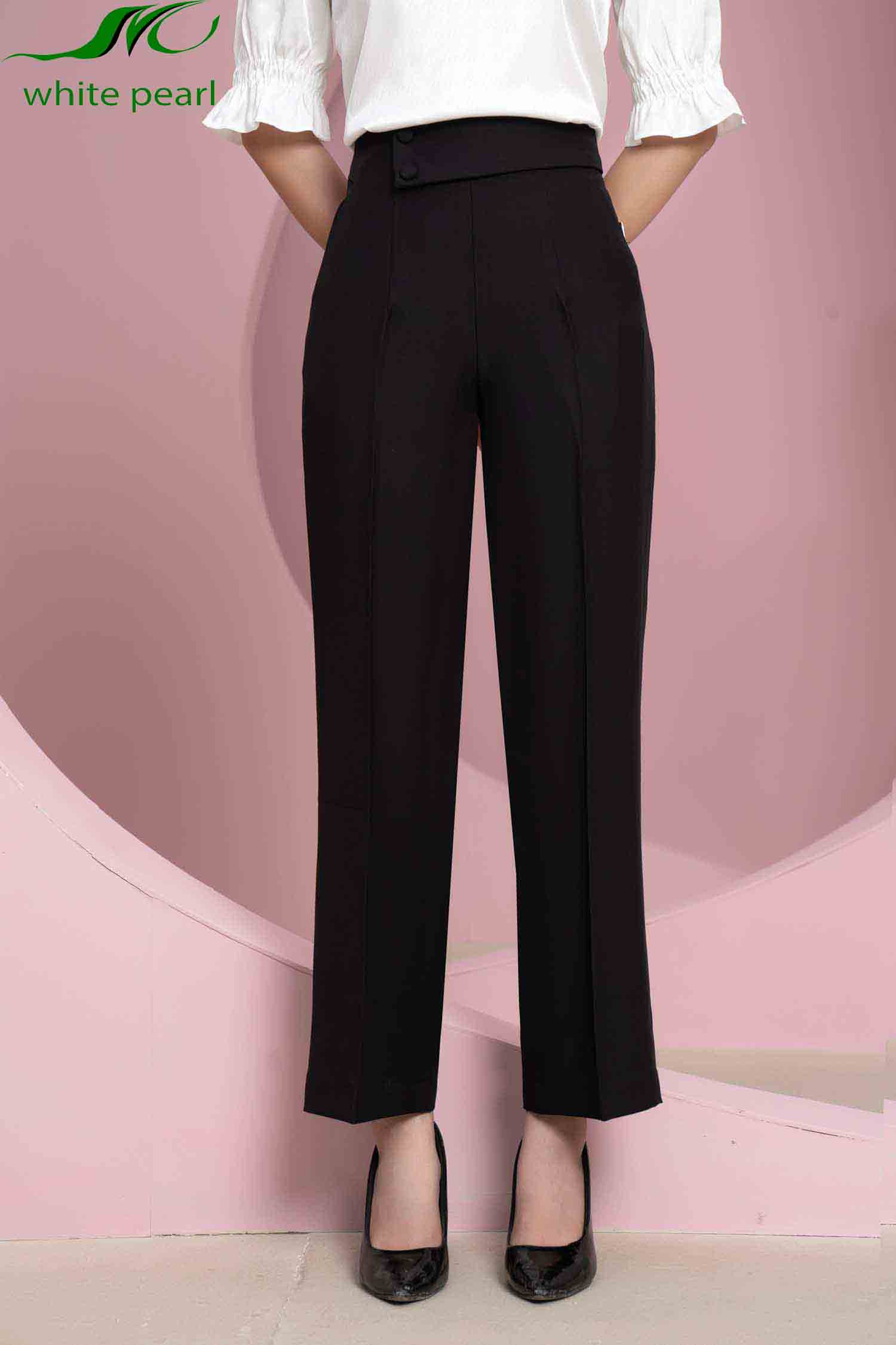 Quần ống suông quai nhê lệch 2 cúc thời trang công sở nữ White Pearl_thumbnail_3