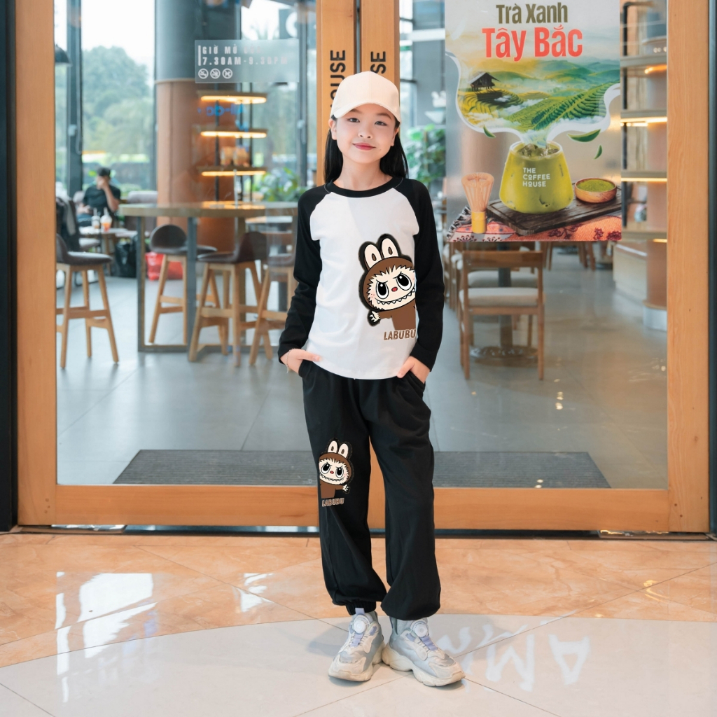 Bộ đồ bé gái Labubu thu đông giữ nhiệt - Bộ quần áo dài tay bé gái cân nặng từ 15-38kg-  Loza Kids BZ129_thumbnail_3