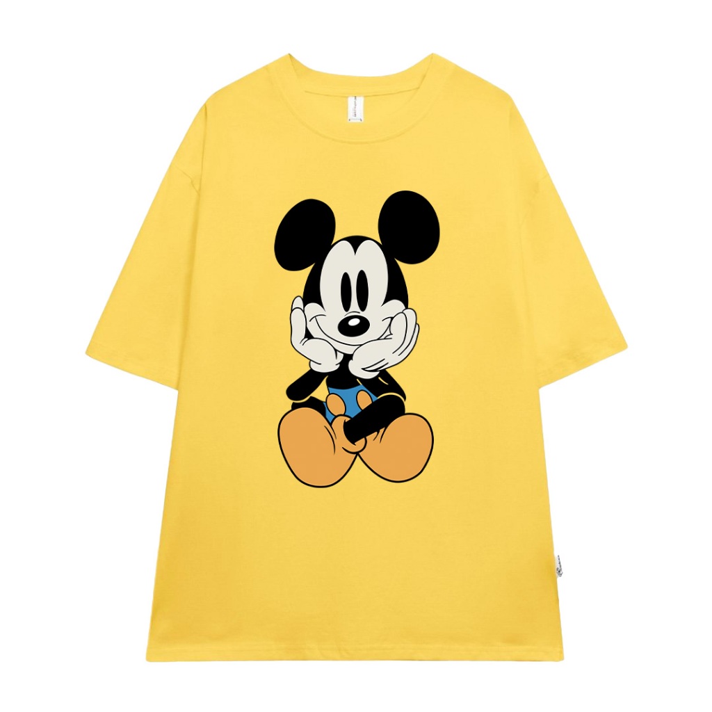 Áo thun unisex form rộng ATD71 Miucho chất vải cotton in hình chuột Mickey