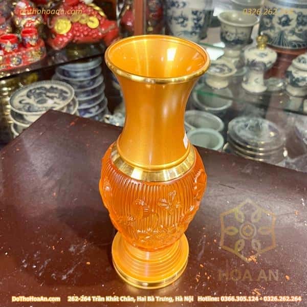 Lọ Hoa Lưu Ly Bọc Đồng1