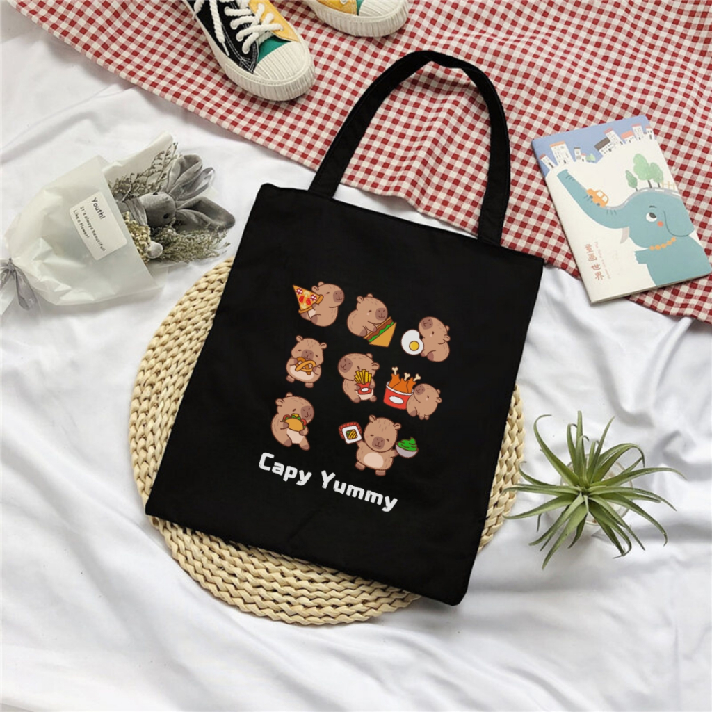 Túi tote in hình Capybara có túi phụ- Túi vải canvas kích thước 33x37cm đựng vừa A4 và laptop - TOTE05_thumbnail_17