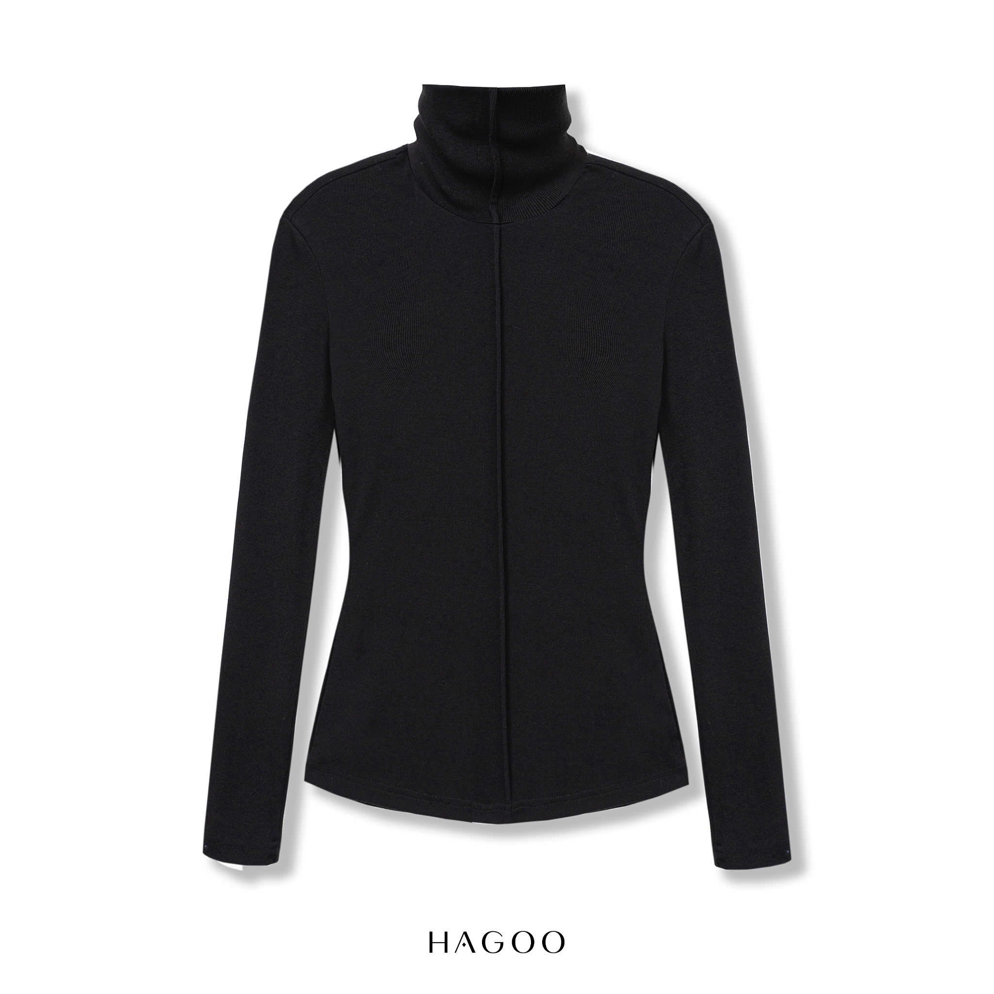Áo thun cổ lọ bấu gân HAGOO