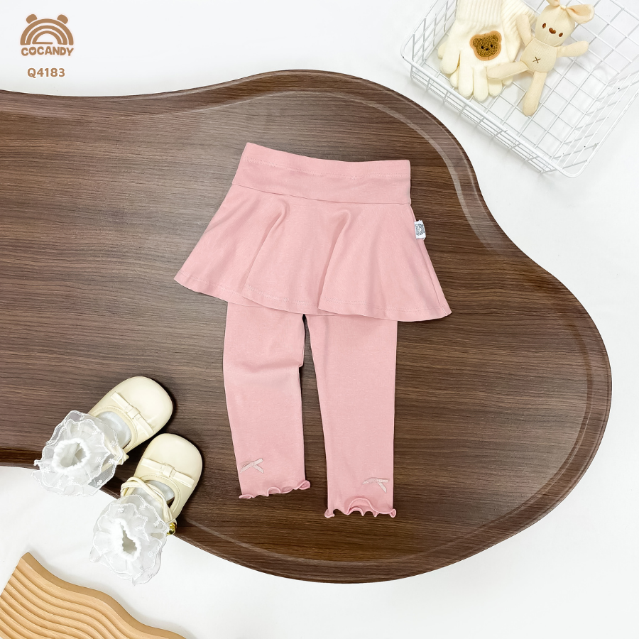 Quần váy legging HỒNG nơ gấu