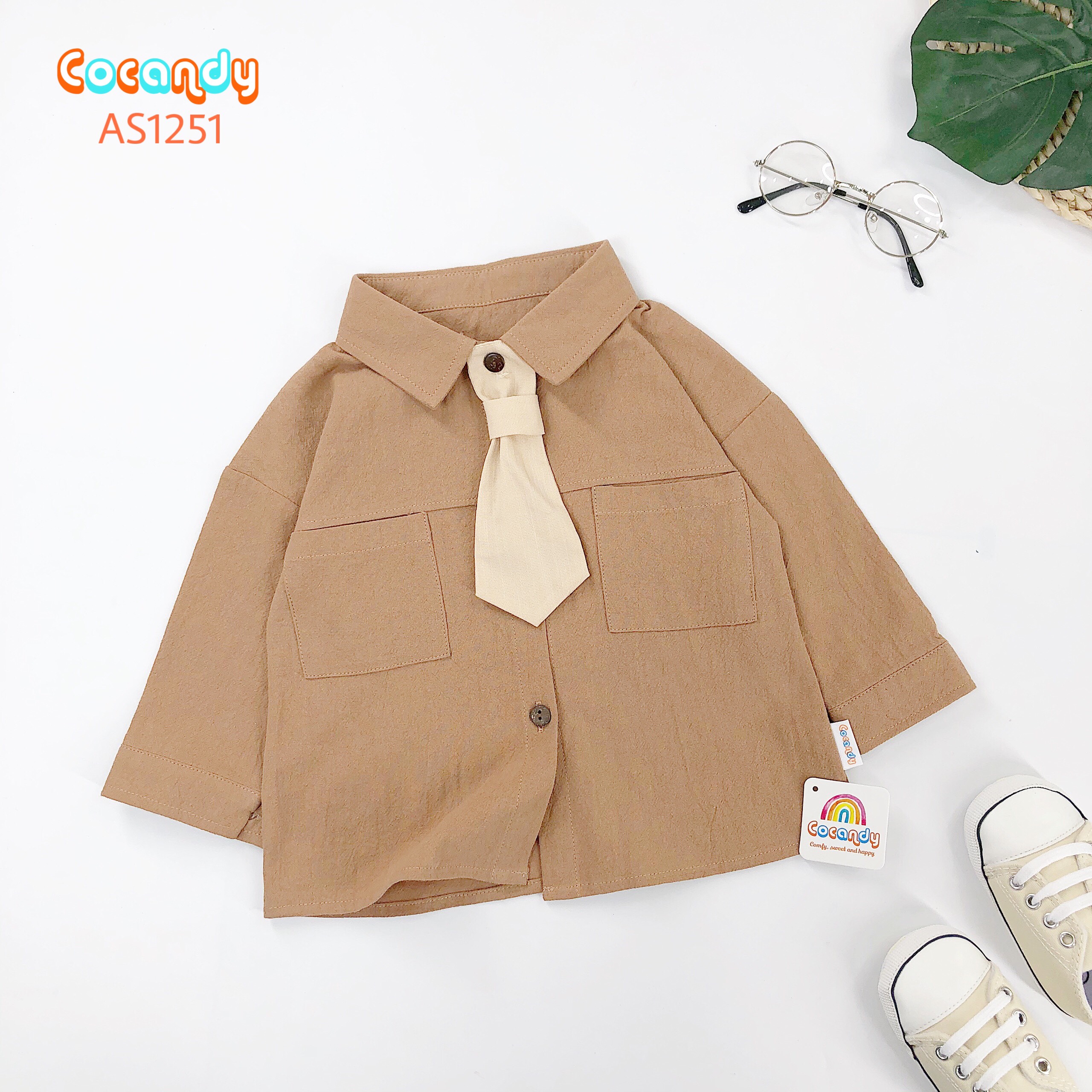 Áo dài sơ mi NÂU 2 túi_thumbnail_2